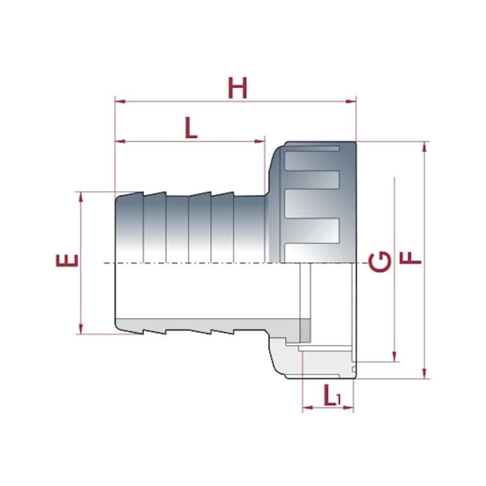 PVC tömlőcsatlakozó hollandi anyával ¾" IG x 16 mm-0