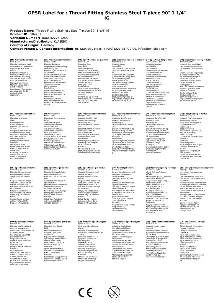 Menetes szerelvény rozsdamentes acél T-darab 90° 1 1/4" belső menet-0