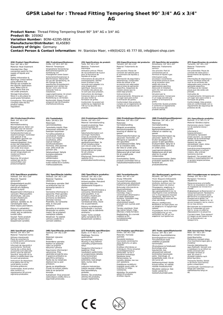 Menetes idom temperöntvény könyök 90° 3/4" AG x 3/4" AG-1