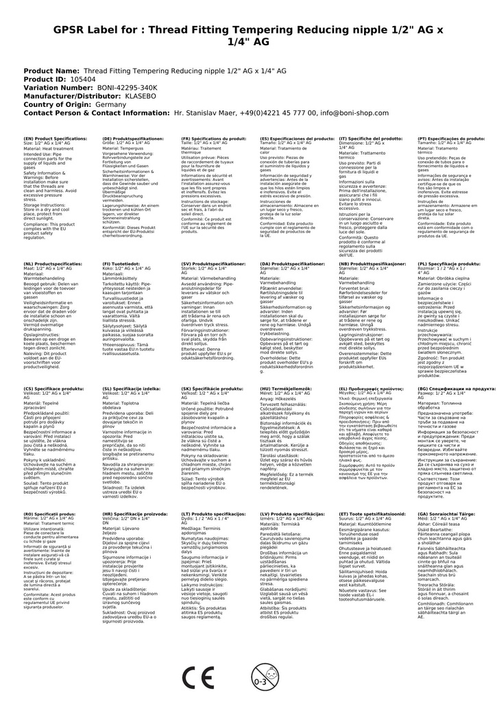 Menetes illesztés temperöntvény redukáló csatlakozó 1/2" AG x 1/4" AG-1