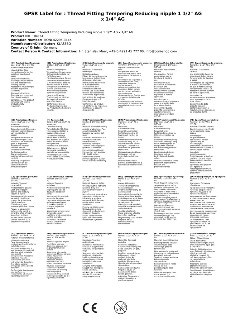 Menetes idom temperöntvény redukáló csőcsonk 1 1/2" AG x 1 1/4" AG-1