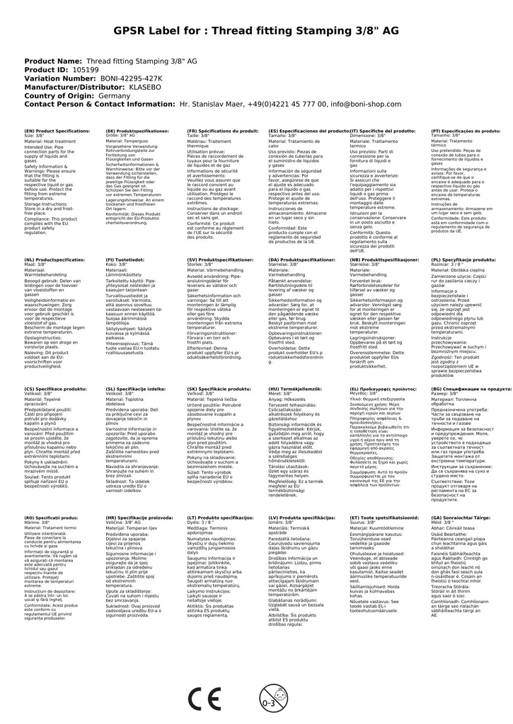 Menetes idom temperöntvény dugó 3/8" AG-1