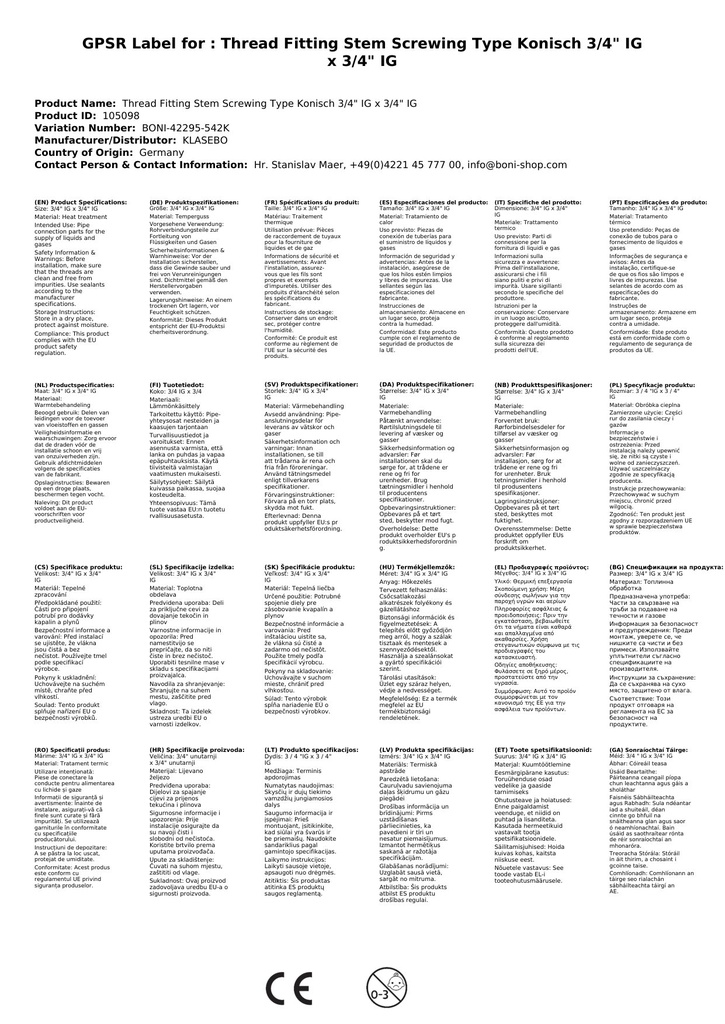 Menetes idom temperöntvény csatlakozó kúpos típus 3/4" belső menet x 3/4" belső menet-1