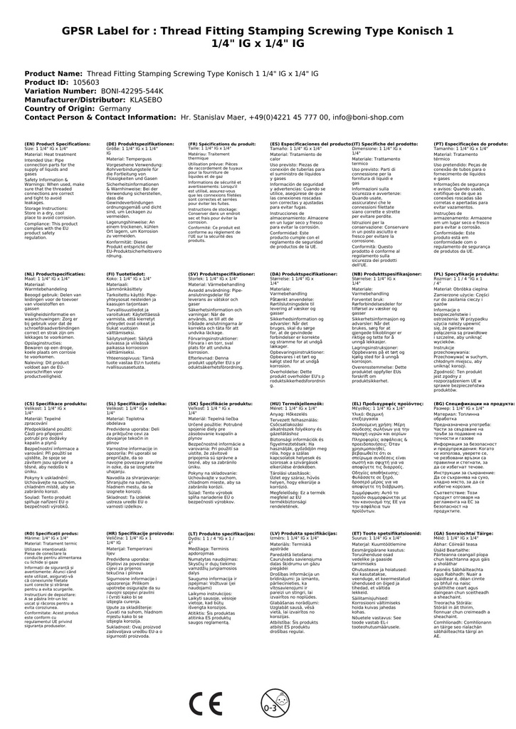 Menetes idom temperöntvény csatlakozó kúpos típus 1 1/4" belső menet x 1 1/4" belső menet-1