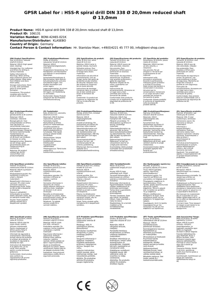 HSS-R spirálfúró DIN 338 Ø 20,0mm csökkentett szár Ø 13,0mm-2