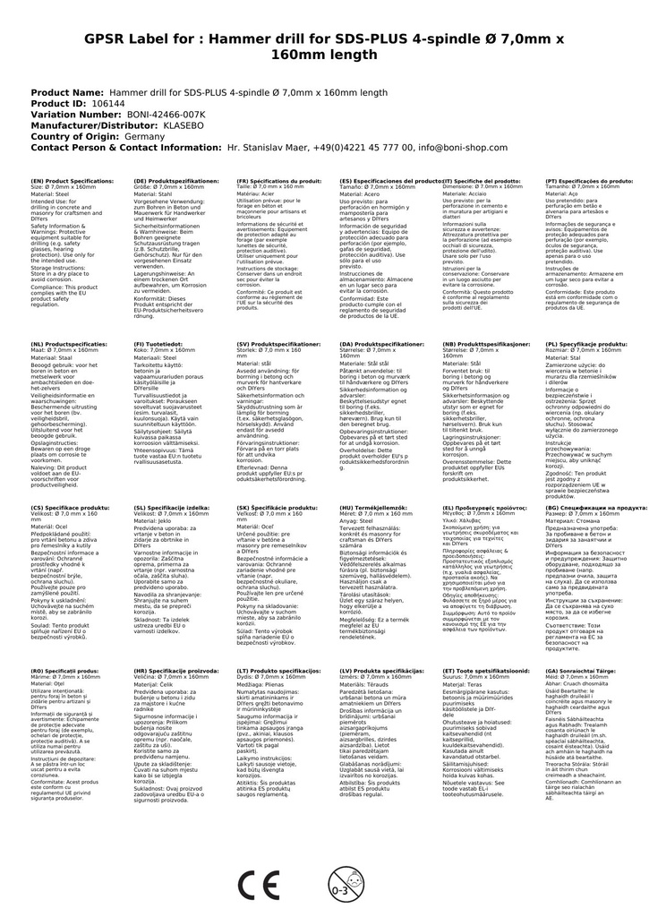 Kalapácsfúró SDS-PLUS 4-vágó Ø 7,0mm x 160mm hosszúság-2