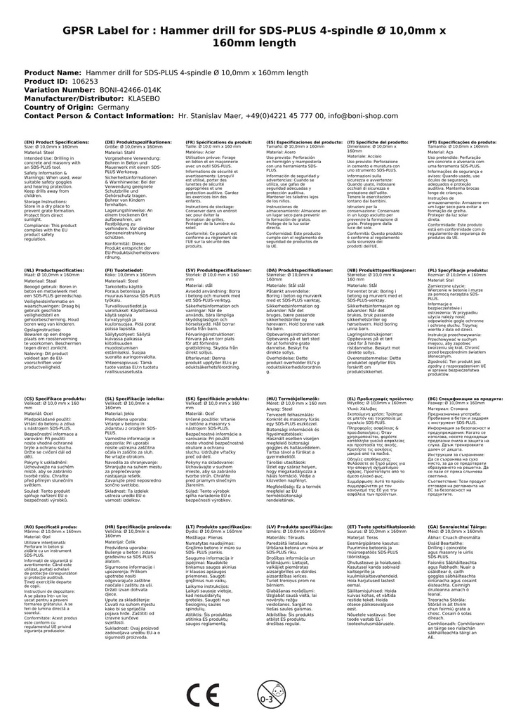 Kalapácsfúró SDS-PLUS 4-vágó Ø 10,0mm x 160mm hossz-2