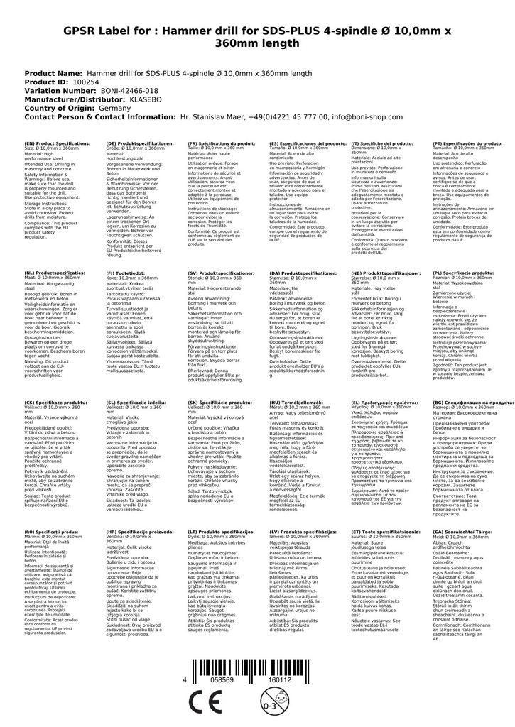 Kalapácsfúró SDS-PLUS 4-vágó Ø 10,0mm x 360mm hossz-2