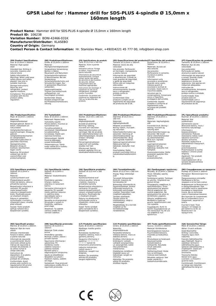 Kalapácsfúró SDS-PLUS 4-vágó Ø 15,0mm x 160mm hossz-2