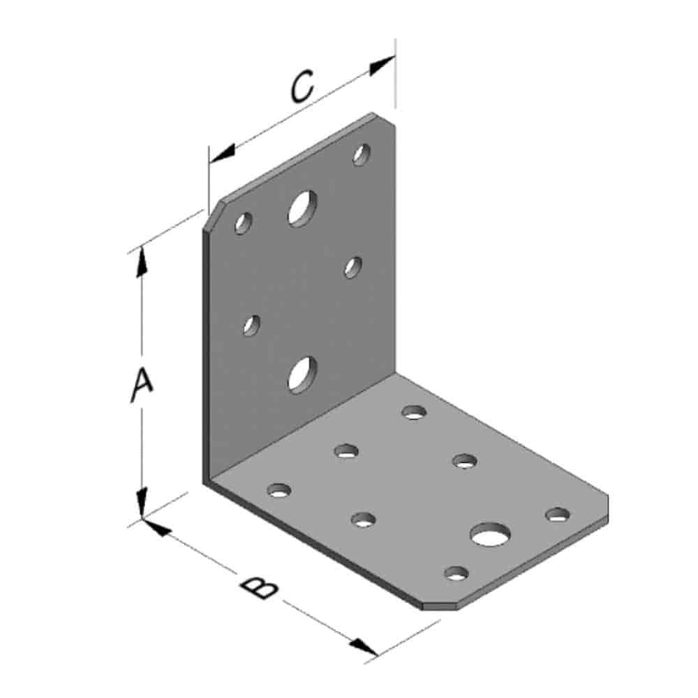 Sarokcsatlakozó 70 x 70 x 55 x 2 mm borda nélkül-0