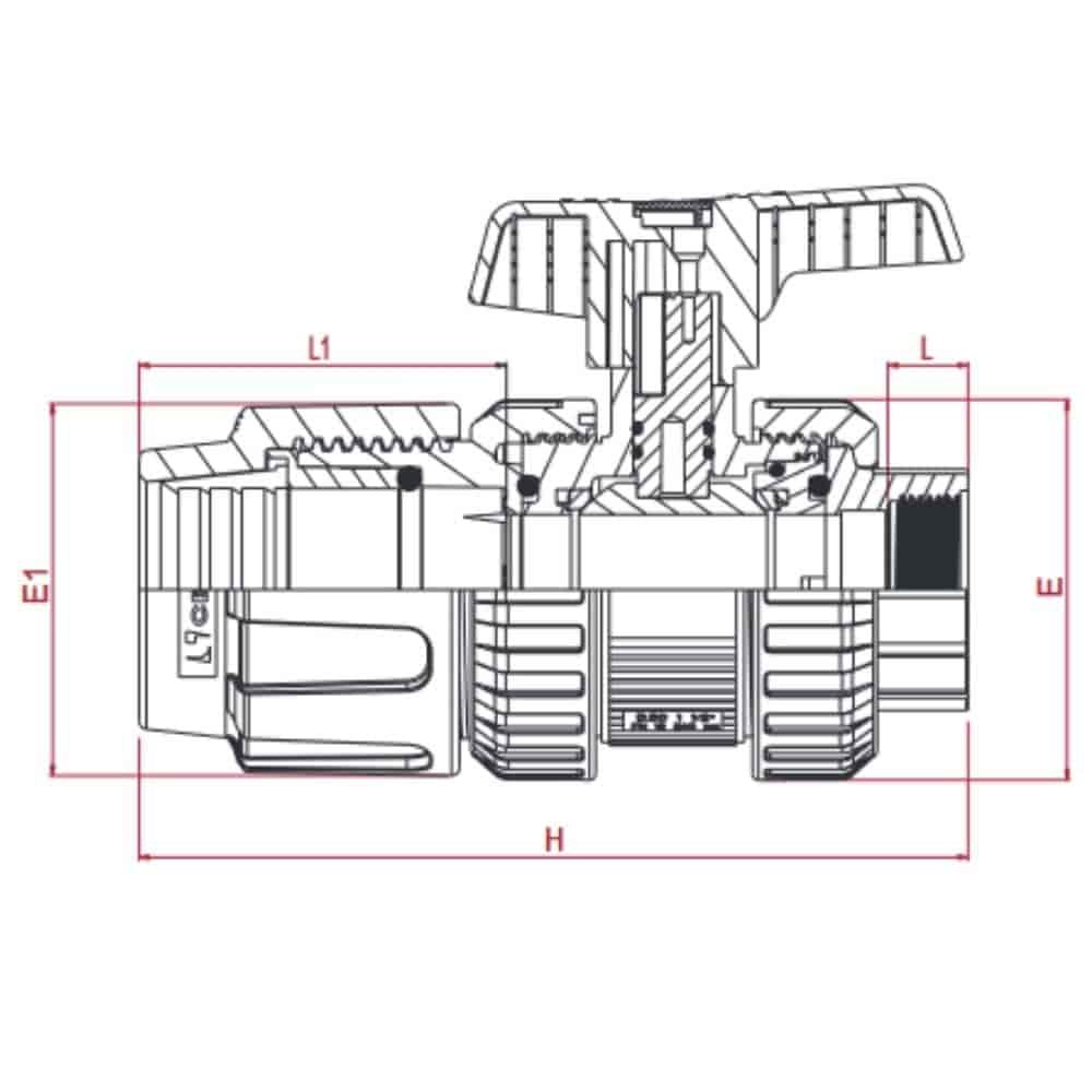 PP PE cső csatlakozó gömbcsap 40 x 1 1/4" IG-0