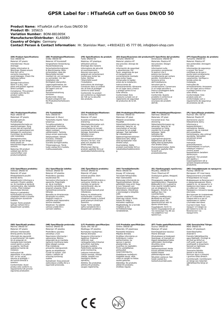 HTsafeGA Mandzsetta öntvényhez DN/OD 50-2