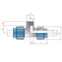 PP PE cső csatlakozó T-darab 20 x 3/4" IG x 20-0