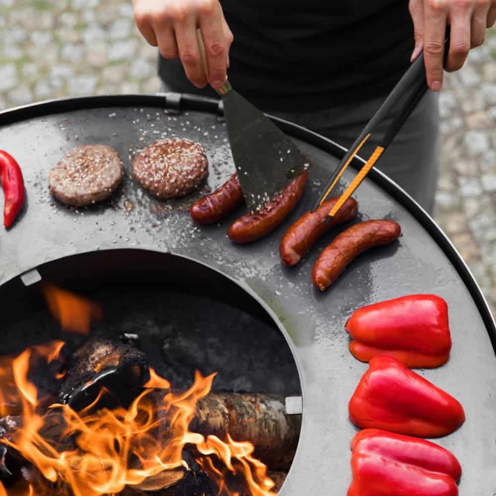 Rozsdamentes acél grilllap tűzrakóhoz 78 cm négy fogantyúval-0