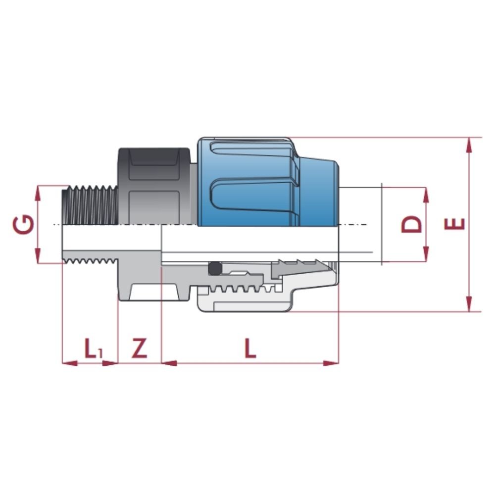 PP PE cső csatlakozó kuplung 32 x 1" AG-0