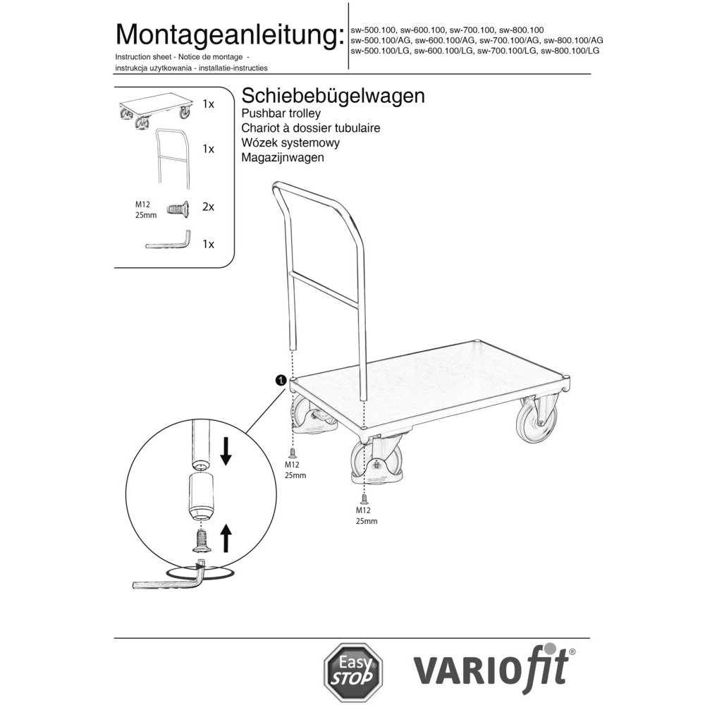 Tolókocsis kocsi 400 kg Típus S + EasySTOP-0