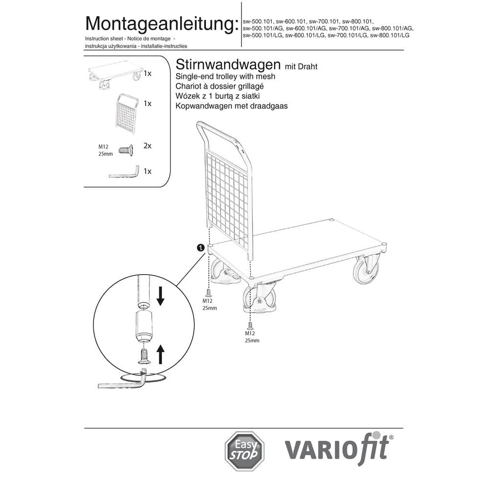 Dróthálós homlokfalas kocsi 400 kg típus S + EasySTOP-0