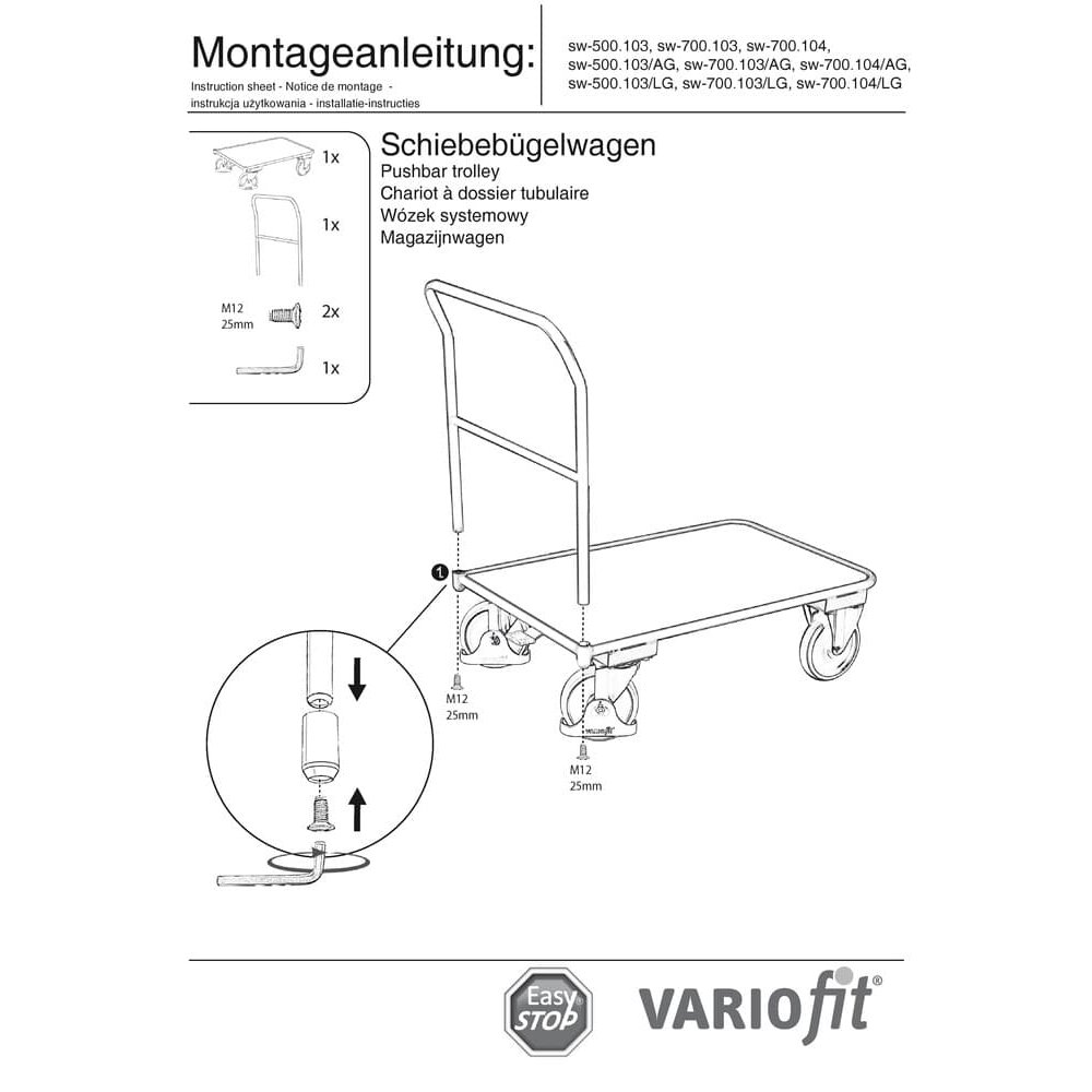 Tolókaros kocsi 400 kg Típus S + EasySTOP-0