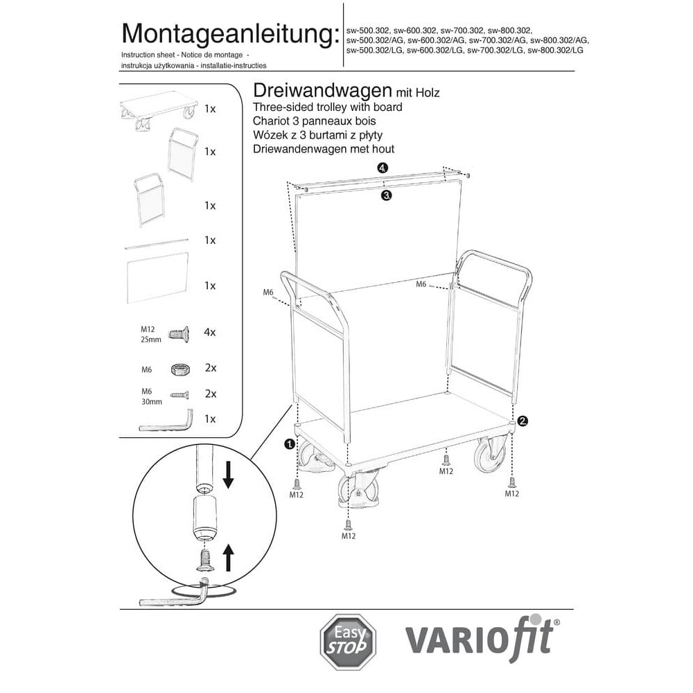 Háromfalú kocsi 400 kg Típus S + EasySTOP-0