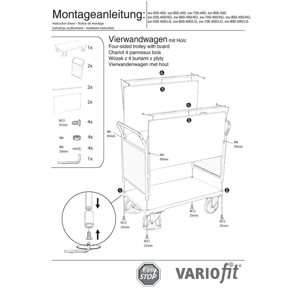 Négyoldalú kocsi 400 kg típus S + EasySTOP-0