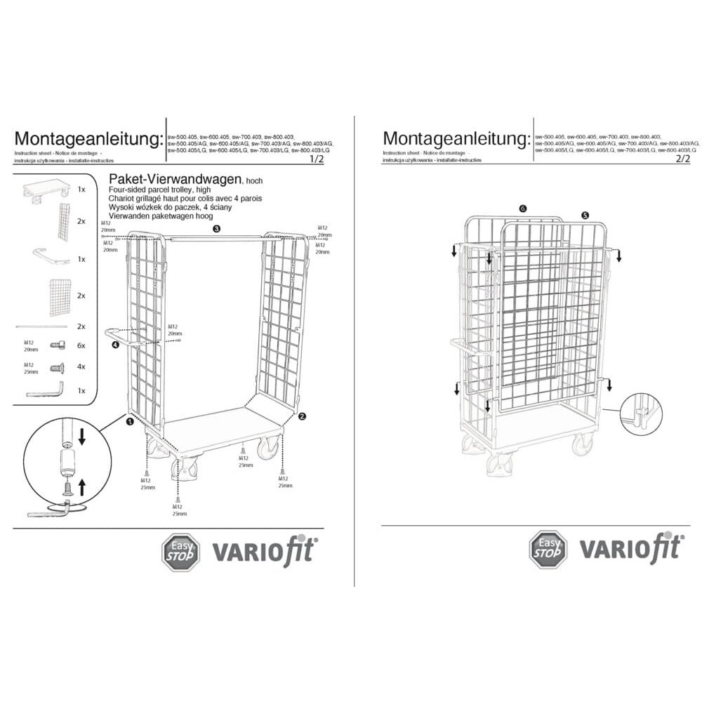 Csomag-Négyoldalú kocsi magas S típus + EasySTOP-1