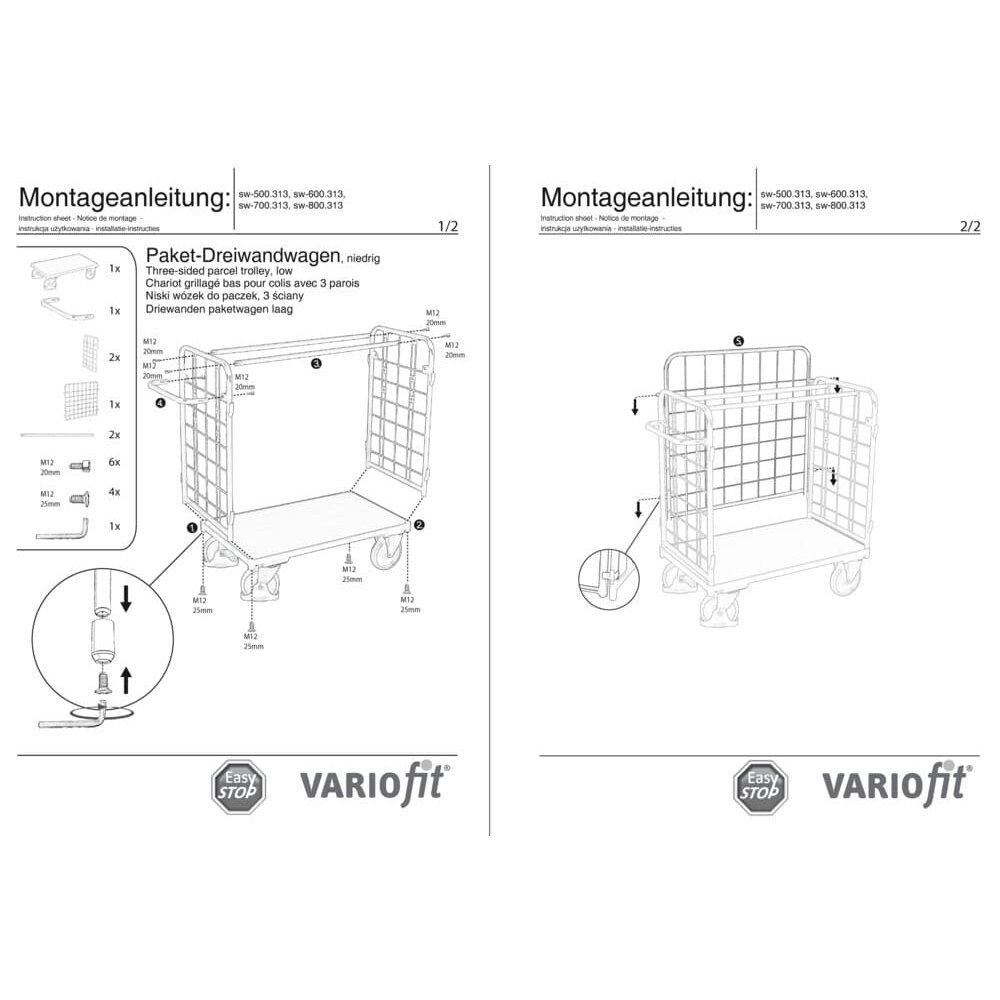 Alacsony háromfalú kocsi csomag típus M + EasySTOP-0