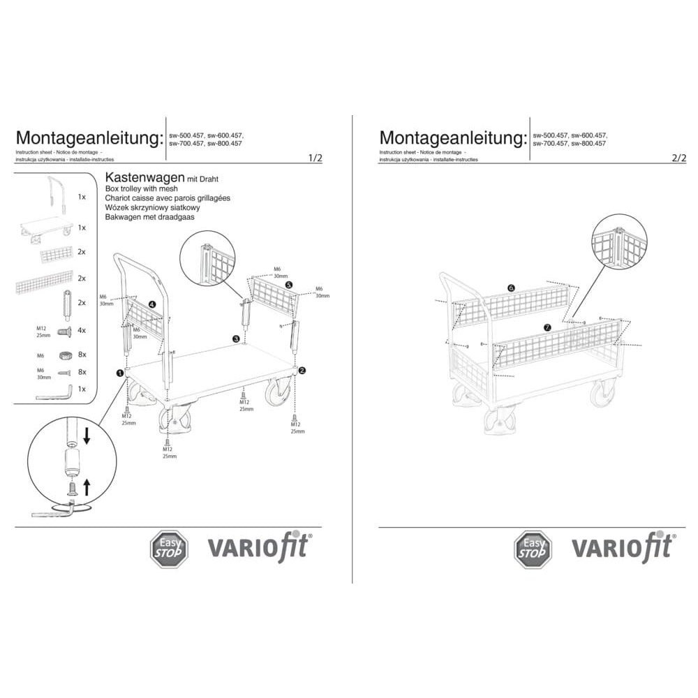 Drótháló Doboz-/ Fogantyús kocsi Típus M + EasySTOP-0