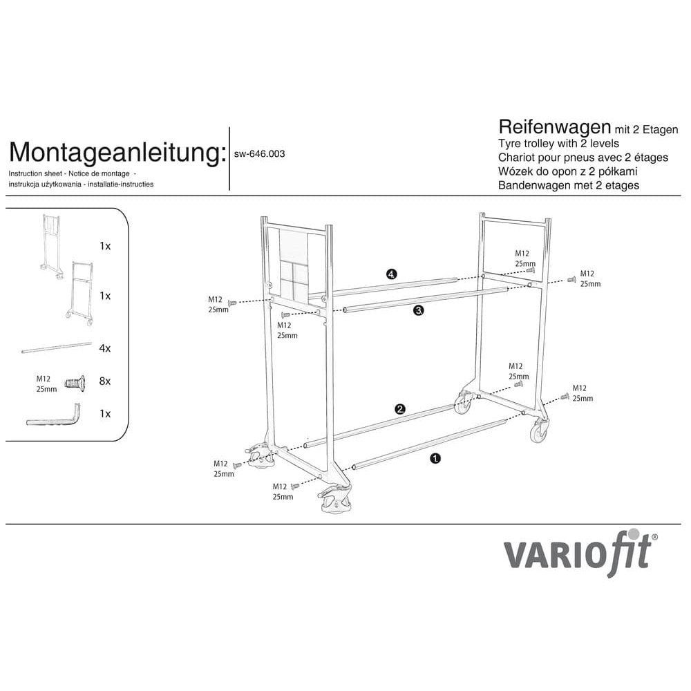 Kerékpárkocsi 300 kg 2 szintes termoplasztikus gumibevonat 1205 x 780 x 1430 mm-1