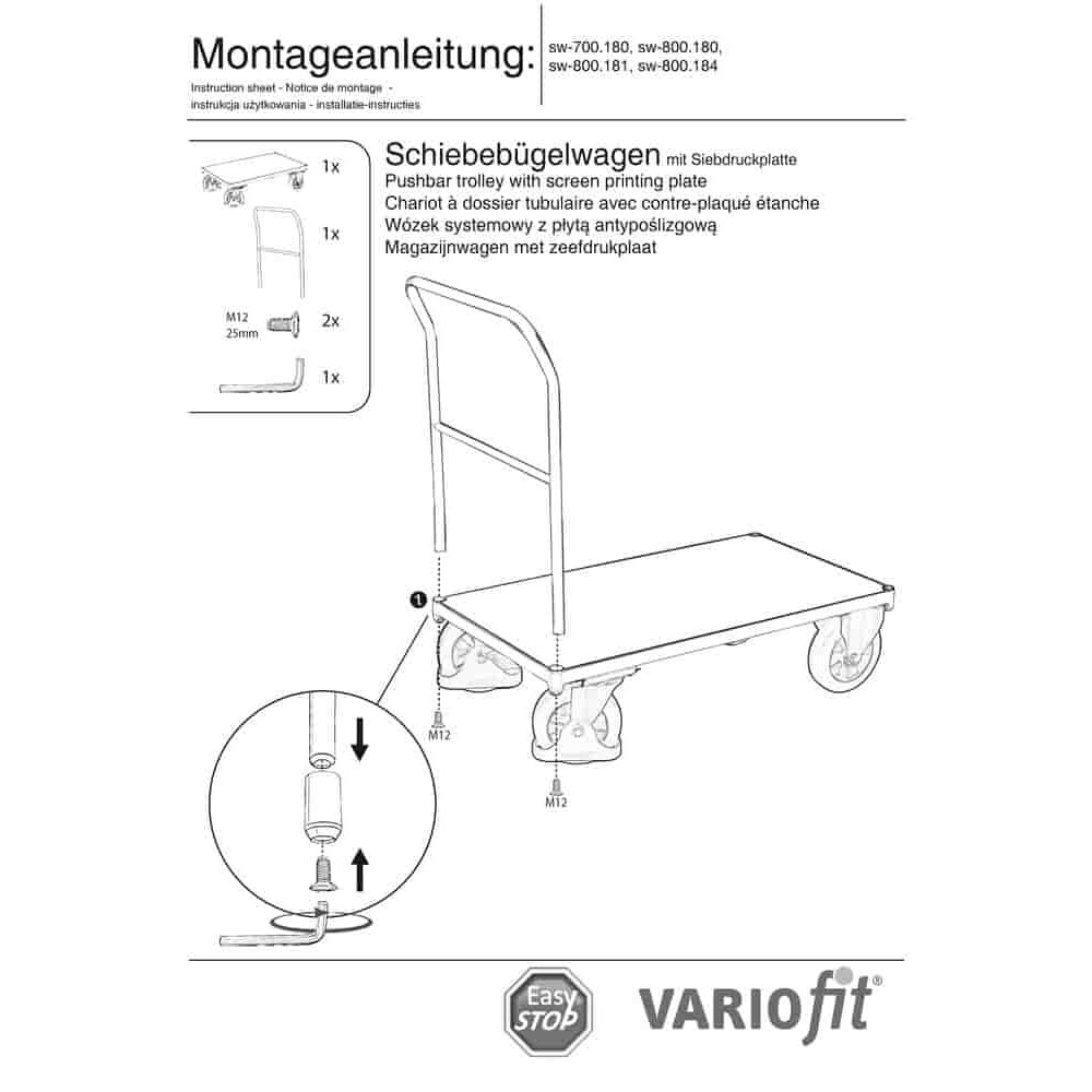 Tolószáras kocsi 1000 kg Típus S + EasySTOP-0