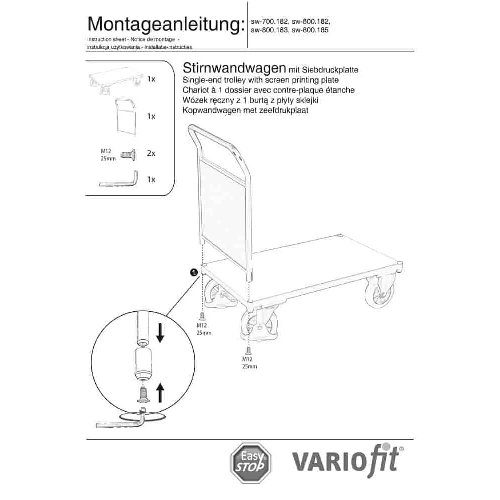 Elülső falú kocsi 1000 kg Típus S + EasySTOP-0