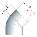 PVC-U 45° Könyök Hüvely 25 mm PN16-0