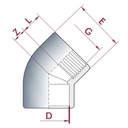 PVC-U 45° könyök hüvely x IG 20 mm x 1/2"PN10-0