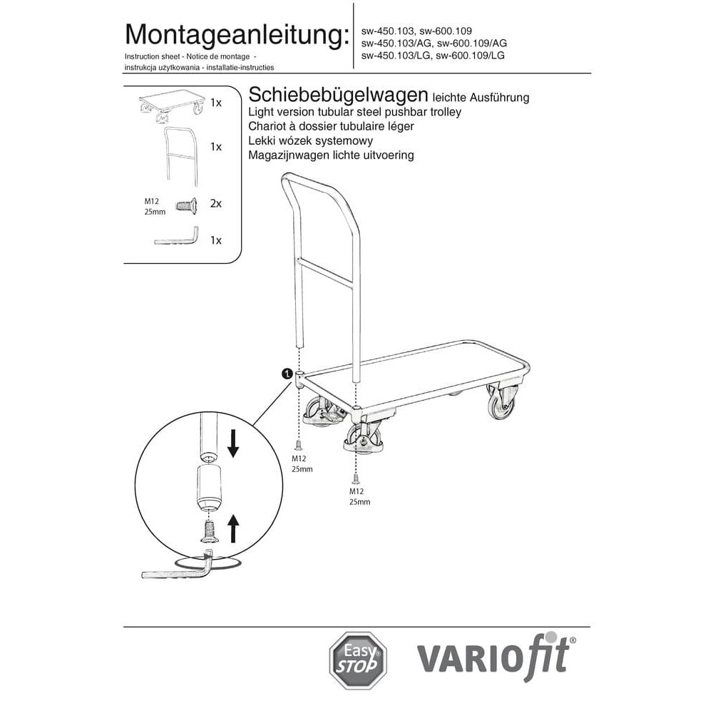 Tolófogantyús kocsi 200 kg Típus M + EasySTOP-0