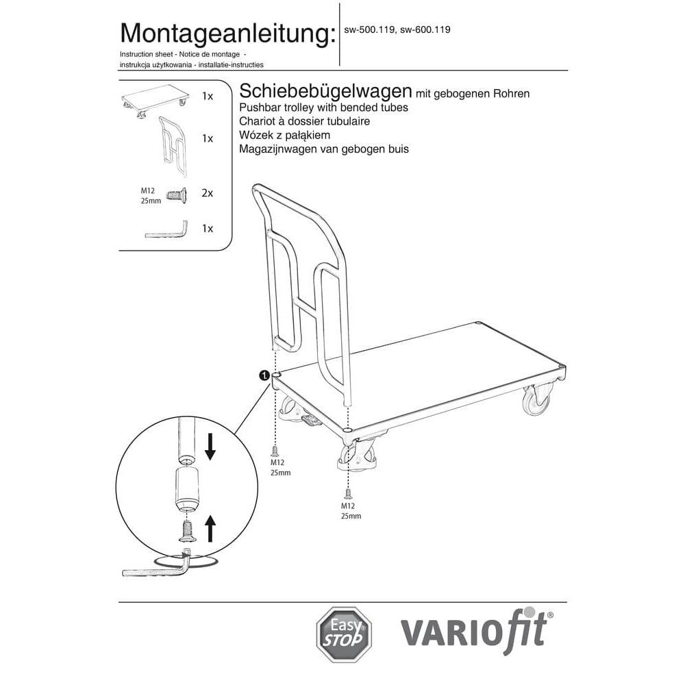 Tolós kocsik 250 kg Típus L + EasySTOP-0