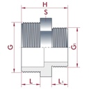 PVC - U csökkentett kettős csatlakozó AG 2 1/2" x 1 1/2"-0