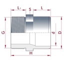 PVC-U Átmeneti Muff x AG 25-20mm x 3/4" PN10-0