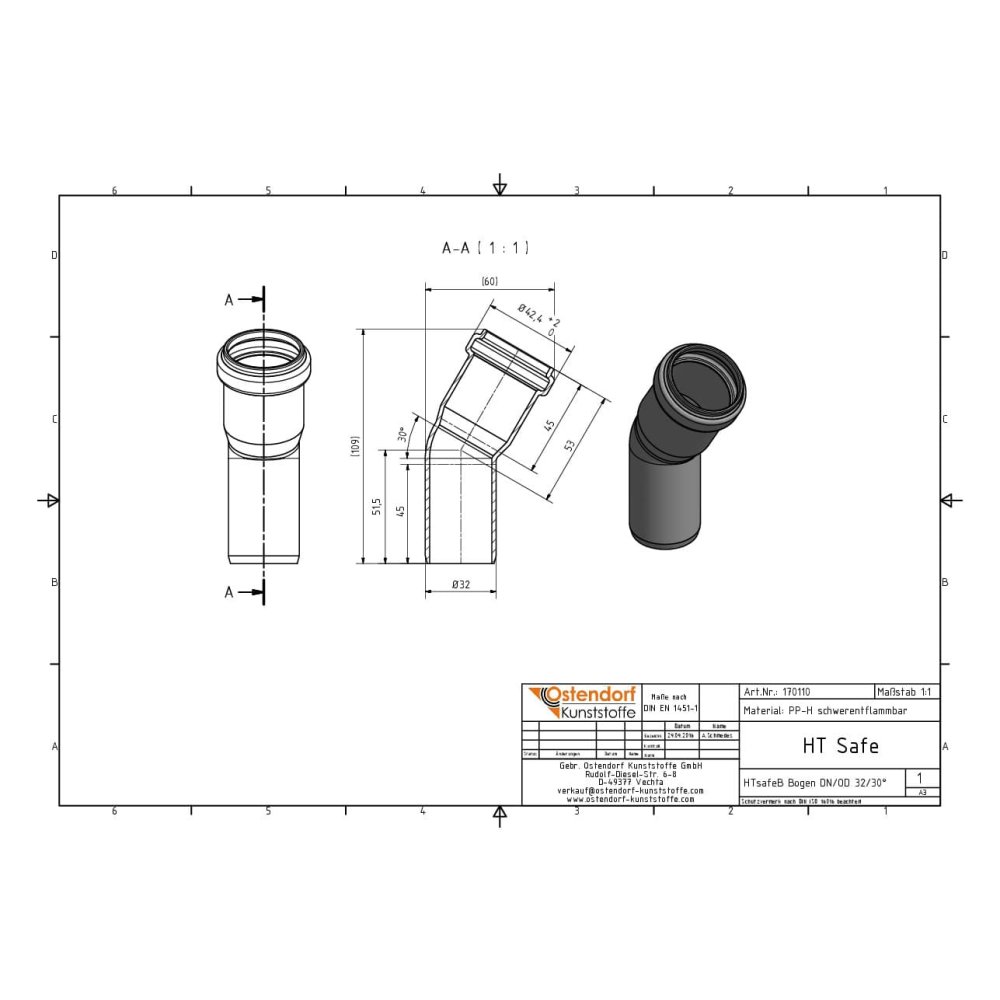 HTsafeB Könyök DN/OD 32 30 fok-1