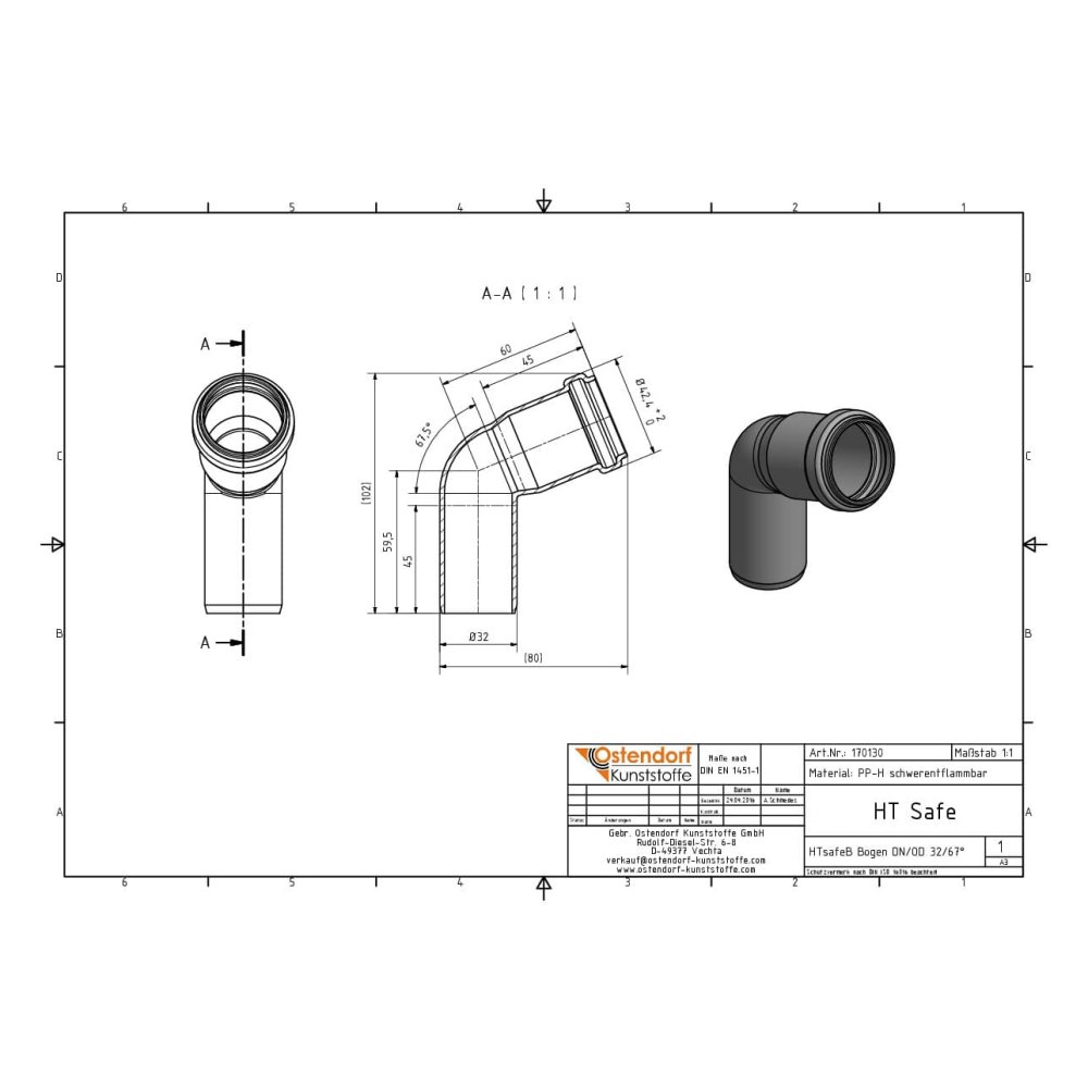 HTsafeB Könyök DN/OD 32 67 fok-1