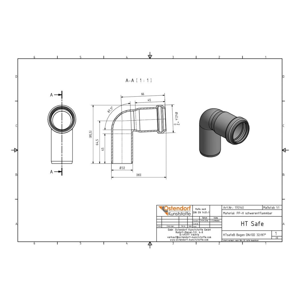 HTsafeB Könyök DN/OD 32 88,5 fok-1