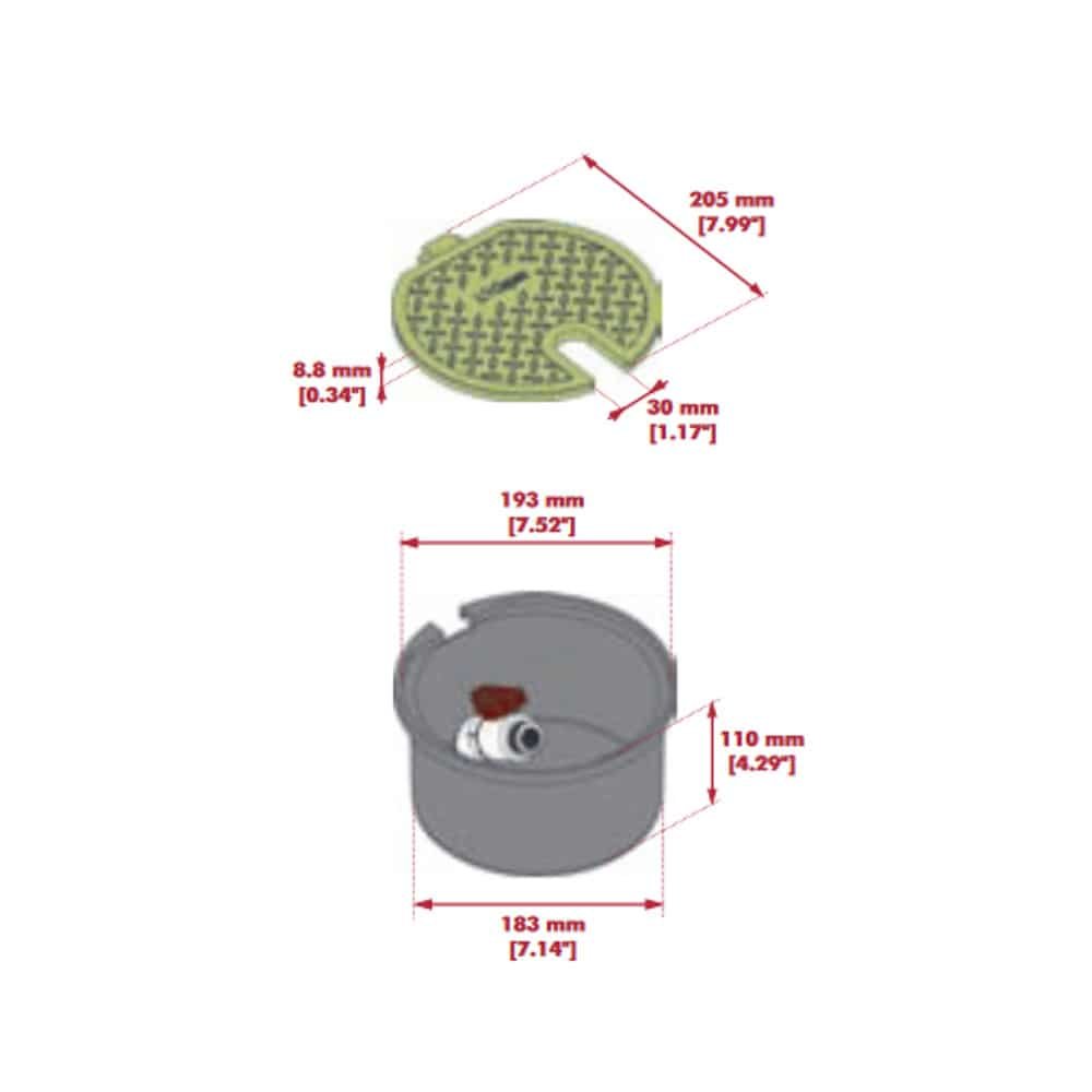 Kerek szelepakna 110 mm magasságú 3/4" szeleppel-1