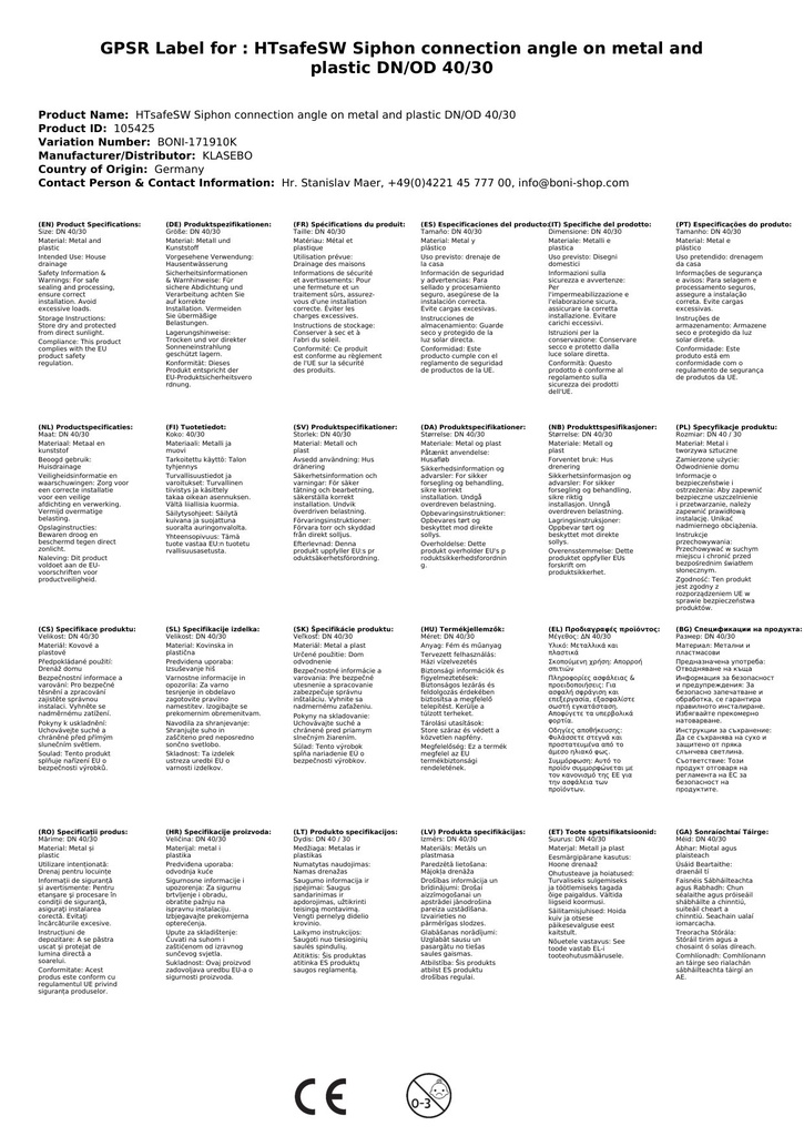 HTsafeSW Szifoncsatlakozó könyök fémhez és műanyaghoz DN/OD 40/30-2