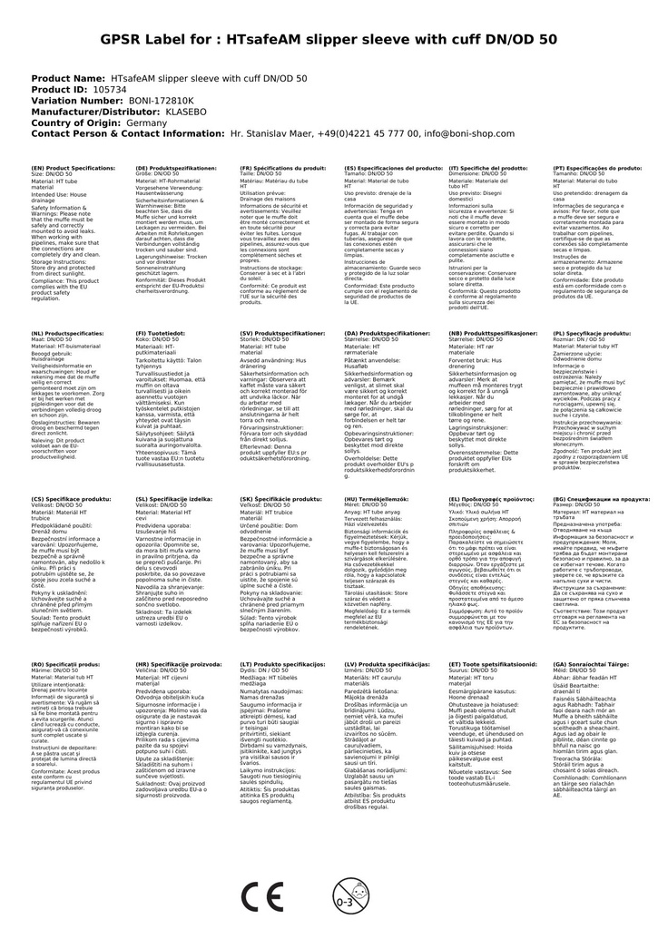 HTsafeAM felcsúsztatható hüvely mandzsettával DN/OD 50-2