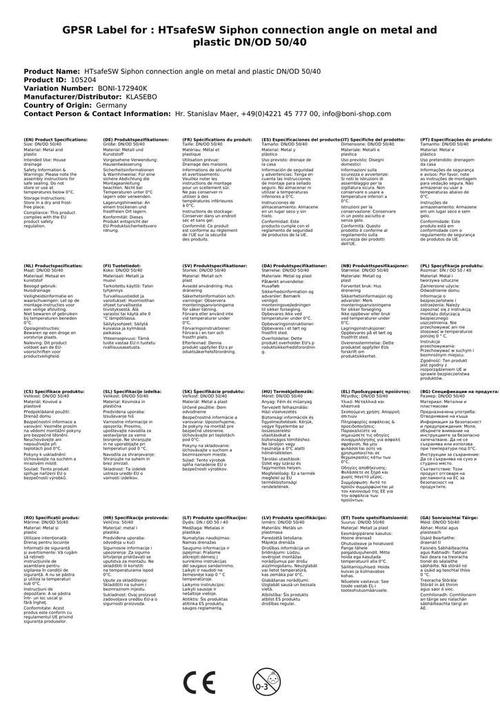 HTsafeSW szifoncsatlakozó könyök fémhez és műanyaghoz DN/OD 50/40-2