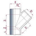 PVC - U 45° T-idom Hüvely 50 mm PN10-0