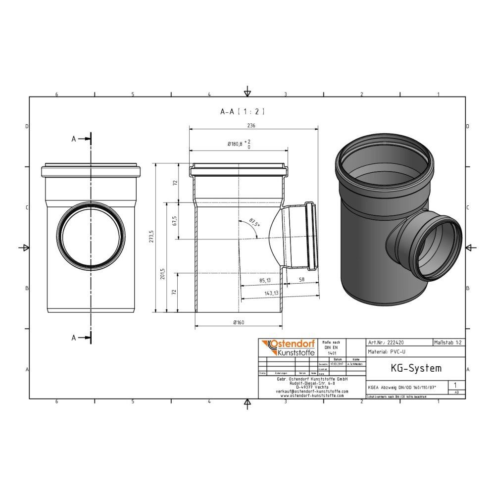 KGEA elágazás DN/OD 160/110 87 fok-4