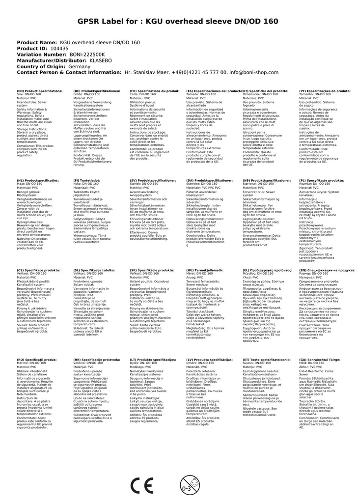 KGU Áttolható karmantyú DN/OD 160-3