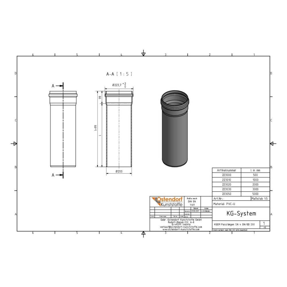 KGEM cső SN 4 DN/OD 200 x 1000 mm-1