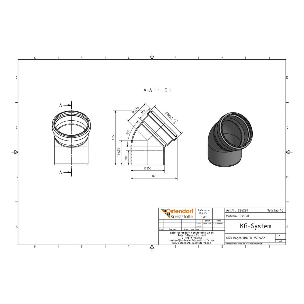 KGB Könyök DN/OD 250 45 fok-2