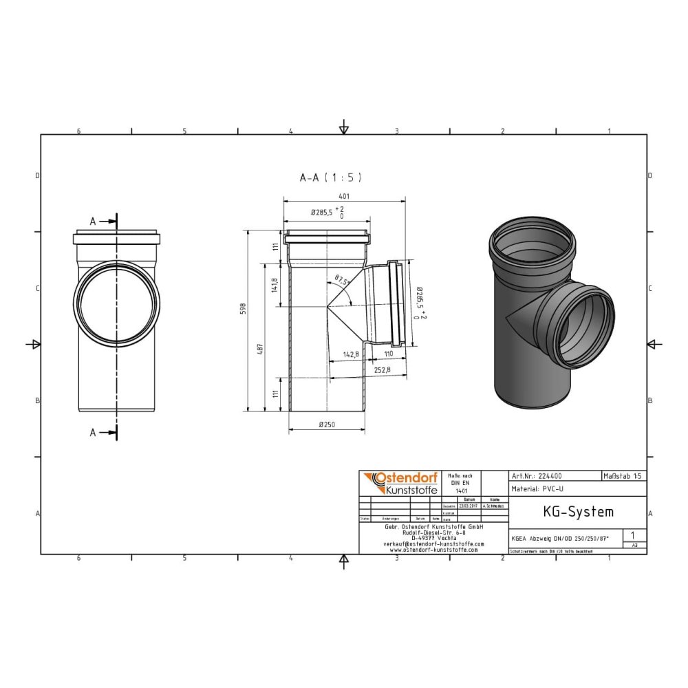 KGEA elágazás DN/OD 250/250 87 fok-1