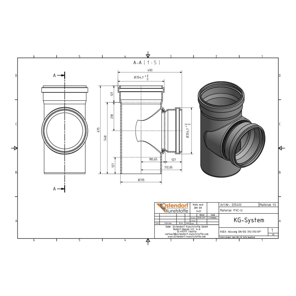 KGEA elágazás DN/OD 315/315 87 fok-1